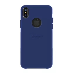   HUSĂ! - Protector de telefon din plastic SILK 4-OK (cauciucat, decupat logo) ALBASTRU ÎNCHIS Apple iPhone XS Max 6.5