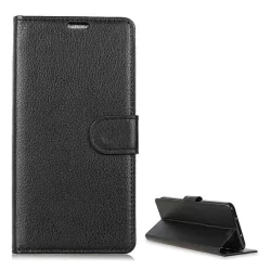   HUSĂ! - Husă stativă cu efect de piele (FLIP, deschidere laterală, desktop, premium) negru Huawei Mate 20