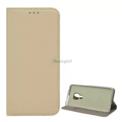   HUSĂ! - Carcasa in picioare, efect piele (FLIP, deschidere laterala, functie suport de masa, model romb) GOLD Huawei Mate 20