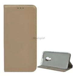   HUSĂ! - Carcasa in picioare, efect piele (FLIP, deschidere laterala, functie suport de masa) GOLD Huawei Mate 20