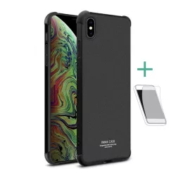   HUSĂ! - Protector de telefon din silicon IMAK (rezistenta medie la impact, colt cu perna de aer, folie mat + protectie ecran) NEGRU Apple iPhone XS Max 6.5