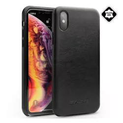   HUSĂ! - Protector de telefon din plastic QIALINO (acoperire din piele naturala) NEGRU Apple iPhone XS Max 6.5