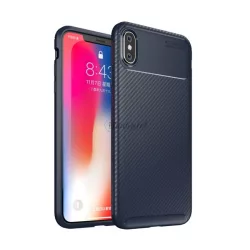   HUSĂ! - Protectie din silicon pentru telefon (rezistenta medie la impact, colt cu perna de aer, model carbon) ALBASTRU INCHIS Apple iPhone XS Max 6.5