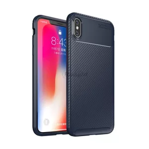 HUSĂ! - Protectie din silicon pentru telefon (rezistenta medie la impact, colt cu perna de aer, model carbon) ALBASTRU INCHIS Apple iPhone XS Max 6.5