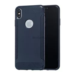   HUSĂ! - Protectie din silicon pentru telefon (rezistenta la impact mediu, model carbon, decupaj logo) ALBASTRU INCHIS Apple iPhone XS Max 6.5