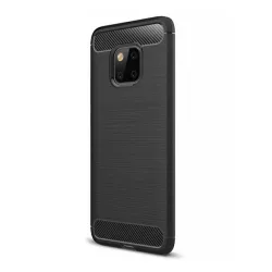   HUSĂ! - Husă silicon pentru telefon (rezistent la impact mediu, bubble heel, periat, model de carbon) negru Huawei Mate 20 Pro