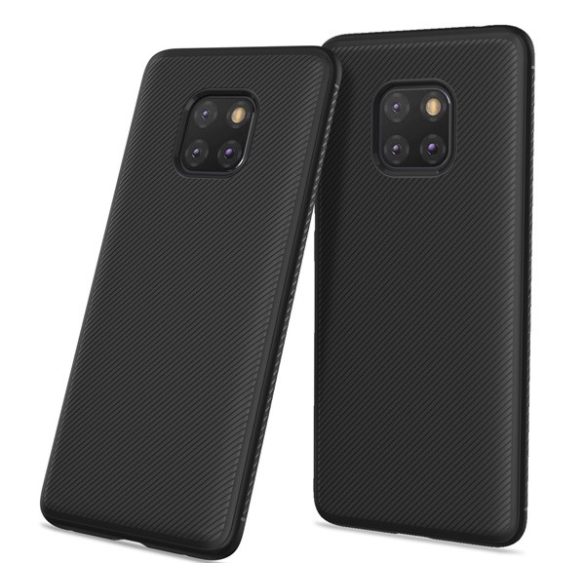 Husă silicon pentru telefon (rezistent la impact mediu, model cu dungi) negru Huawei Mate 20 Pro