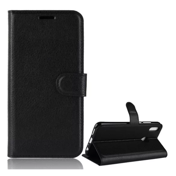 HUSĂ! - Husă stativă cu efect de piele (FLIP, deschidere laterală, desktop, premium) negru Honor 8X (Huawei View 10 Lite)