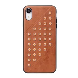   HUSĂ! - Protectie de telefon din plastic FIERRE SHANN (spate din piele, cu crampoane) MARO Apple iPhone XR 6.1