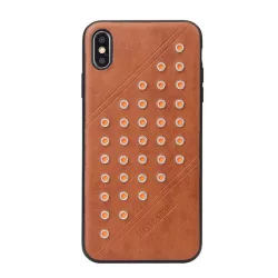   HUSĂ! - Protectie de telefon din plastic FIERRE SHANN (spate din piele, cu crampoane) MARO Apple iPhone XS Max 6.5