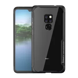   HUSĂ! - Protectie de telefon din plastic IPAKY (cadru din silicon, rezistenta medie la impact, spate transparent, colt cu perna de aer) NEGRU Huawei Mate 20