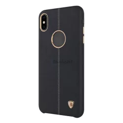   HUSĂ! - Protector de telefon din plastic NILLKIN ENGLON (efect de piele, model de cusut, decupaj logo) NEGRU Apple iPhone XS Max 6.5