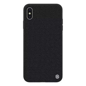 HUSĂ! - Protector de telefon din plastic NILLKIN TEXTURED (suprafață aspră, rezistență medie la impact, cadru din silicon, model 3D) NEGRU Apple iPhone XS Max 6.5