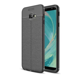 HUSĂ! - protecțiede telefon din silicon (rezistent la impact mediu, efect de piele, model de cusătură) negru Samsung Galaxy J4 Plus (SM-J415F)