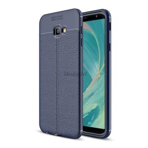 Protectie din silicon pentru telefon (rezistenta la impact mediu, efect piele, model de cusaturi) ALBASTRU INCHIS Samsung Galaxy J4 Plus (SM-J415F)