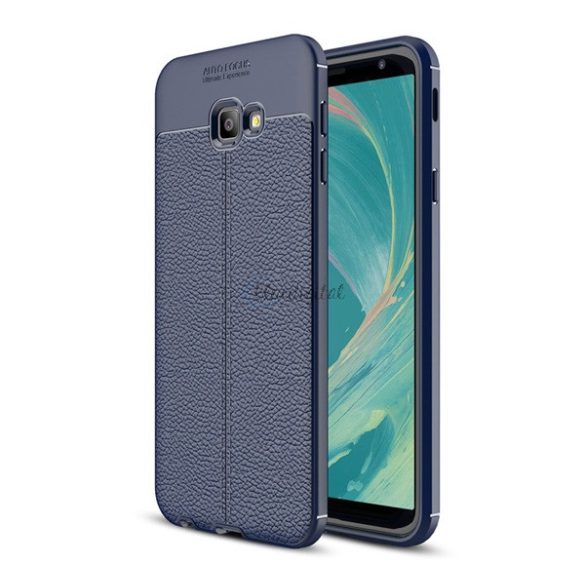 Protectie din silicon pentru telefon (rezistenta la impact mediu, efect piele, model de cusaturi) ALBASTRU INCHIS Samsung Galaxy J4 Plus (SM-J415F)