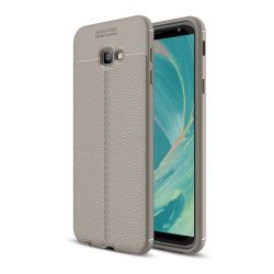   HUSĂ! - Protectie din silicon pentru telefon (rezistenta la impact mediu, efect piele, model de cusaturi) GRI Samsung Galaxy J4 Plus (SM-J415F)