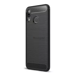   HUSĂ! - Protectie din silicon pentru telefon (rezistenta la impact mediu, colt cu perna de aer, periat, model carbon) NEGRU Huawei Nova 3