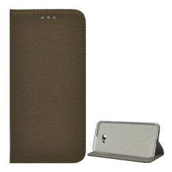   HUSĂ! - Husă în picioare, efect piele (FLIP, deschidere laterală, funcție suport pentru masă, model romb) MARO AURIU Samsung Galaxy J4 Plus (SM-J415F)