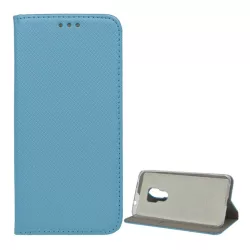   HUSĂ! - Husă stativă, efect piele (FLIP, deschidere laterală, suport desktop, model diamant) LIGHT albastruHuawei Mate 20