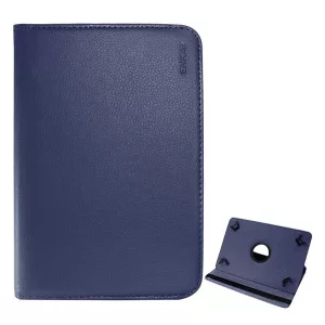 Husă ENKAY în picioare, efect piele (universal, FLIP, suport de masă, 360°, dimensiune 10") ALBASTRU ÎNCHIS