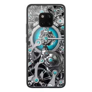 HUSĂ! - Cadru din silicon de protecție pentru telefon NILLKIN SPACETIME (BUMPER, rezistență medie la impact, spate din sticlă călită, model roată) NEGRU Huawei Mate 20 Pro