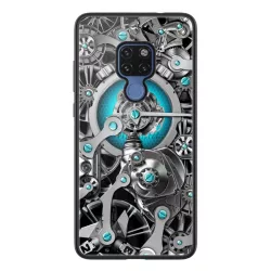   HUSĂ! - Cadru din silicon de protecție pentru telefon NILLKIN SPACETIME (BUMPER, rezistență medie la impact, spate din sticlă călită, model roată) NEGRU Huawei Mate 20