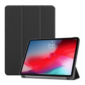 Husă stativă cu efect de piele (FLIP activ, deschidere laterală, funcție de suport pentru birou TRIFOLD) negru Apple IPAD Pro 11 (2018), Apple IPAD Pro 11 (2020)