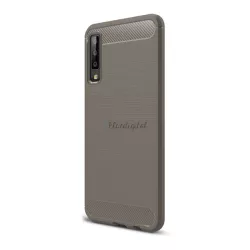   HUSĂ! - Protector de telefon din silicon (rezistență medie la impact, colț cu pernă de aer, periat, model carbon) GRI Samsung Galaxy A7 (2018) SM-A750F