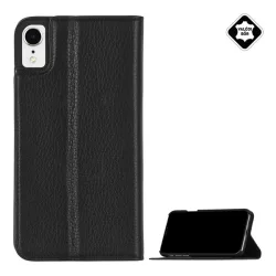   HUSĂ! - CASE-MATE BARELY THERE FOLIO tok álló, valódi bőr (FLIP, oldalra nyíló, bankkártya tartó, asztali tartó funkció) FEKETE Apple iPhone XR 6.1