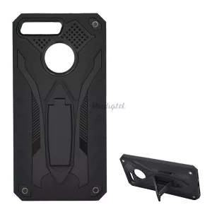 HUSĂ! - Protector de telefon Defender din plastic (rezistenta la impact mediu, interior din silicon, suport) NEGRU Huawei Y6 Prime (2018)