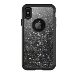   HUSĂ! - Defender plastic telefon protecție(interior silicon, impact mediu rezistent, paiete, logo decupaj) negru Apple iPhone XS Max 6.5