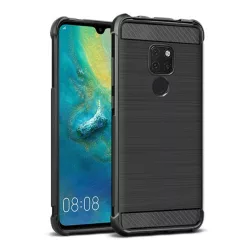   HUSĂ! - Protector de telefon din silicon IMAK VEGA (rezistenta la impact mediu, colt cu perna de aer, periat, model carbon) NEGRU Huawei Mate 20