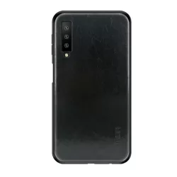   HUSĂ! - Protectie telefon MOFI din plastic (cadru silicon, spate cu efect piele) NEGRU Samsung Galaxy A7 (2018) SM-A750F