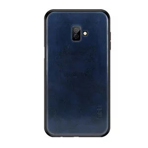 HUSĂ! - Protector de telefon din plastic MOFI (cadru silicon, spate cu efect piele) ALBASTRU ÎNCHIS Samsung Galaxy J6 Plus (SM-J610F)
