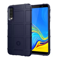   HUSĂ! - Protector de telefon din silicon (rezistență medie la impact, model pătrat) ALBASTRU ÎNCHIS Samsung Galaxy A7 (2018) SM-A750F