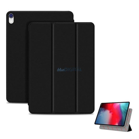 Husă Standing, efect piele (active FLIP, magnetic, deschidere laterală, TRIFOLD, desktop) BLACK Apple IPAD Air 11 (2024), IPAD Air 2020 (Air 4), IPAD Air 2022