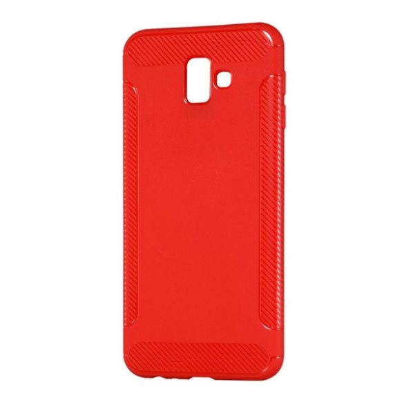 Protector de telefon din silicon (rezistență medie la impact, model carbon) ROȘU Samsung Galaxy J6 Plus (SM-J610F)