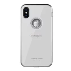   HUSĂ! - Protectie de telefon din plastic WK GINSTONE (rezistenta medie la impact, spate din sticla, stras, decupaj logo) ALB Apple iPhone XS Max 6.5