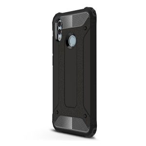 Protector de telefon Defender din plastic (rezistenta la impact mediu, colt cu perna de aer, interior din silicon, efect metalic) NEGRU Honor 10 Lite, Huawei P Smart (2019)