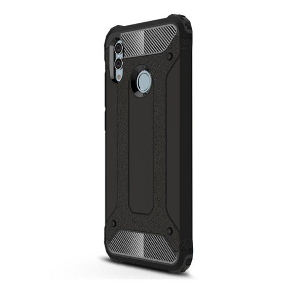 Protector de telefon Defender din plastic (rezistenta la impact mediu, colt cu perna de aer, interior din silicon, efect metalic) NEGRU Honor 10 Lite, Huawei P Smart (2019)