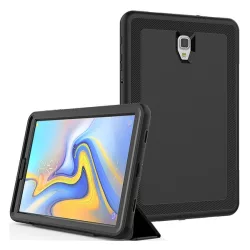  protecțiede telefon Defender din cauciuc (față FLIP, interior din plastic, suport de birou TRIFOLD, rezistent la impact mediu) negru Samsung Galaxy Tab A 10.5 WIFI (2018) SM-T590, Samsung Galaxy Tab A 10.5 LT