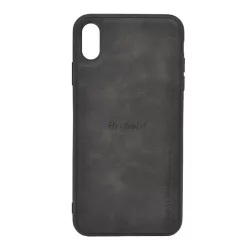   HUSĂ! - Protector de telefon din silicon X-LEVEL VINTAGE (spate din piele) NEGRU Apple iPhone XS Max 6.5