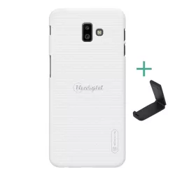   HUSĂ! - Protector de telefon din plastic NILLKIN SUPER FROSTED (cauciucat, suprafață aspră + suport de birou) ALB Samsung Galaxy J6 Plus (SM-J610F)