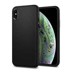   HUSĂ! - Protectie de telefon din silicon SPIGEN LIQUID AIR (rezistenta medie la impact, colt cu perna de aer, model romb) NEGRU Apple iPhone XS 5.8, Apple iPhone X 5.8