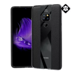   HUSĂ! - Husă silicon pentru telefon (piele naturală, cu dungi) negru Huawei Mate 20