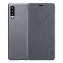   HUSĂ! - Protector de telefon din plastic NILLKIN SPARKLE (Flip cu efect piele din microfibră, deschidere laterală) NEGRU Samsung Galaxy A7 (2018) SM-A750F