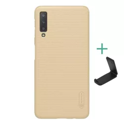   HUSĂ! - Protector de telefon din plastic NILLKIN SUPER FROSTED (cauciucat, suprafață aspră + suport de birou) GOLD Samsung Galaxy A7 (2018) SM-A750F