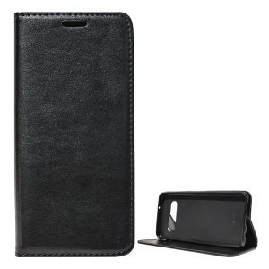 Husă stativă cu efect de piele (FLIP, deschidere laterală, desktop) negru Samsung Galaxy S10 (SM-G973)