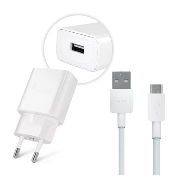 Încărcător de rețea HUAWEI Priză USB (10W, încărcător rapid + cablu microUSB PY0857) ALB